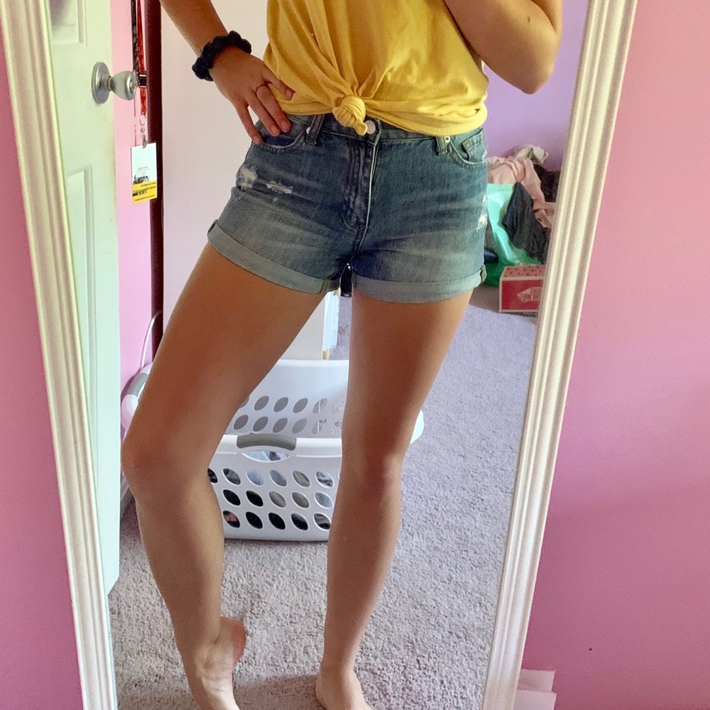 Jean Shorts With Floral Patch